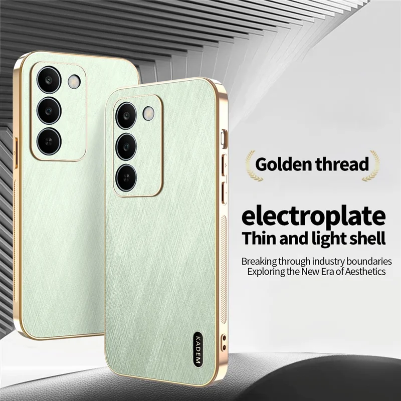 KADEM For Realme C83 5G Phone Case Electroplating Silk Texture PU + TPU Phone Back Cover - Green