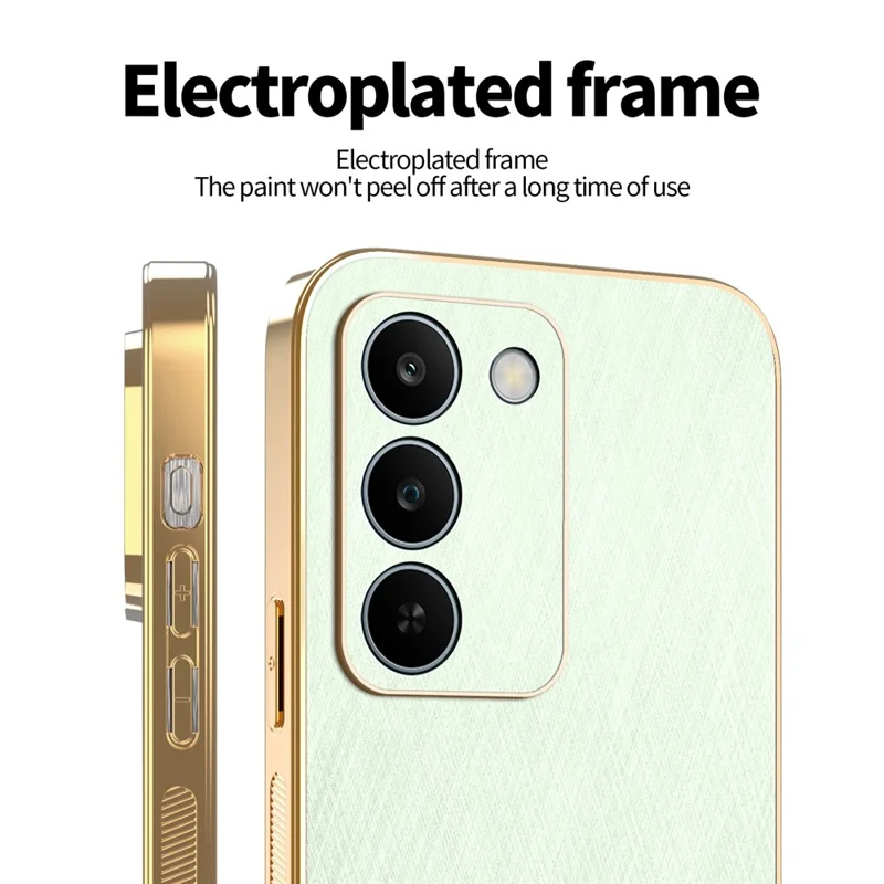 KADEM For Realme C83 5G Phone Case Electroplating Silk Texture PU + TPU Phone Back Cover - Green