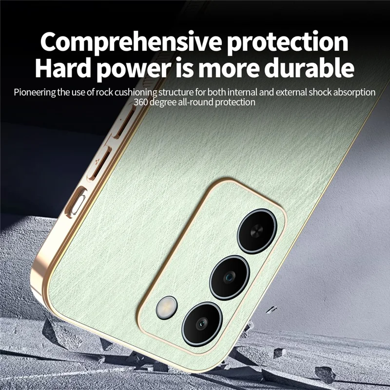 KADEM For Realme C83 5G Phone Case Electroplating Silk Texture PU + TPU Phone Back Cover - Green