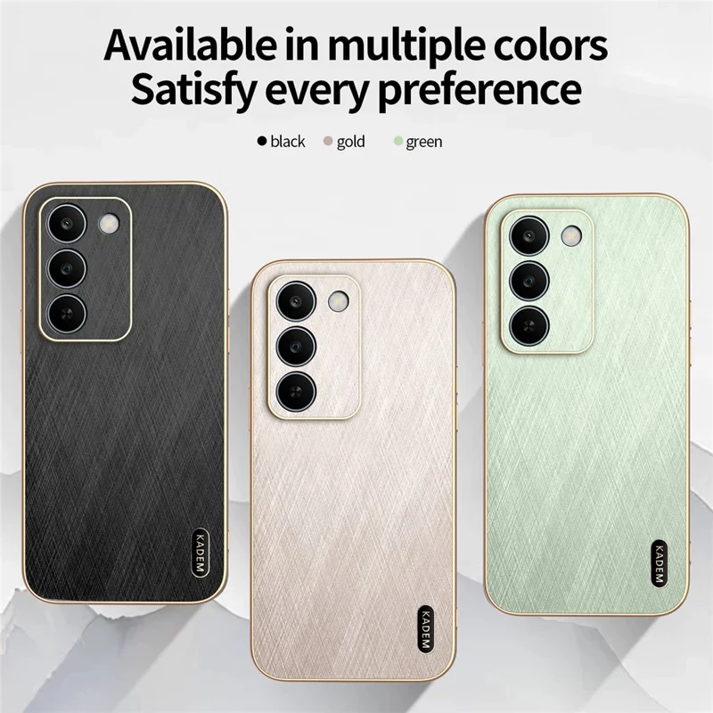 KADEM For Realme C83 5G Phone Case Electroplating Silk Texture PU + TPU Phone Back Cover - Green