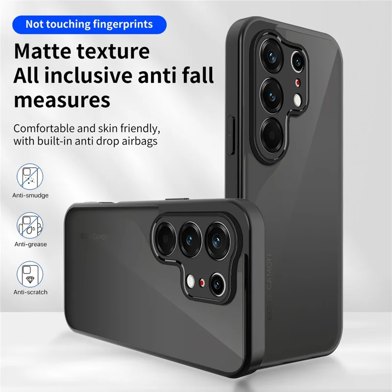 Чехол для TECNO Camon 50 4G, матовый, текстурированный, из ПК + ТПУ, с защитой от падений — прозрачный черный