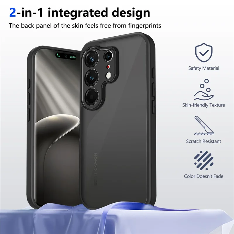 Чехол для TECNO Camon 50 4G, матовый, текстурированный, из ПК + ТПУ, с защитой от падений — прозрачный черный