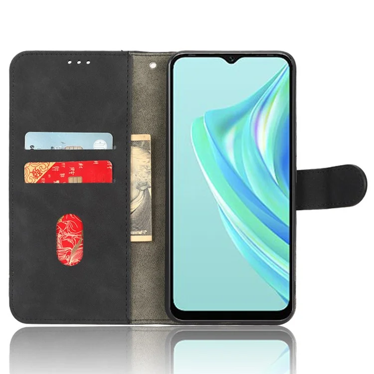 Für Infinix Hot 20i 4G PU Lederständer Magnetic Absorption Case Haut-touch Feeling Schockdelie Wallet Flip Phone Decke Mit Riemen - Schwarz