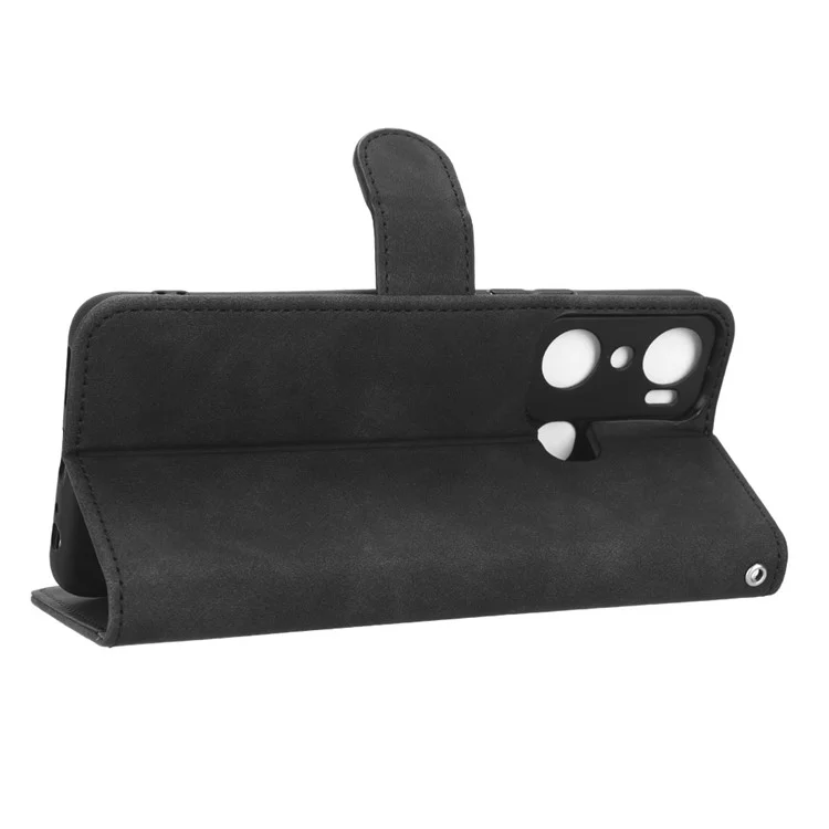 Für Infinix Hot 20i 4G PU Lederständer Magnetic Absorption Case Haut-touch Feeling Schockdelie Wallet Flip Phone Decke Mit Riemen - Schwarz