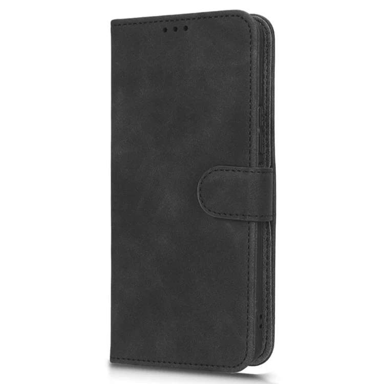 Für Infinix Hot 20i 4G PU Lederständer Magnetic Absorption Case Haut-touch Feeling Schockdelie Wallet Flip Phone Decke Mit Riemen - Schwarz