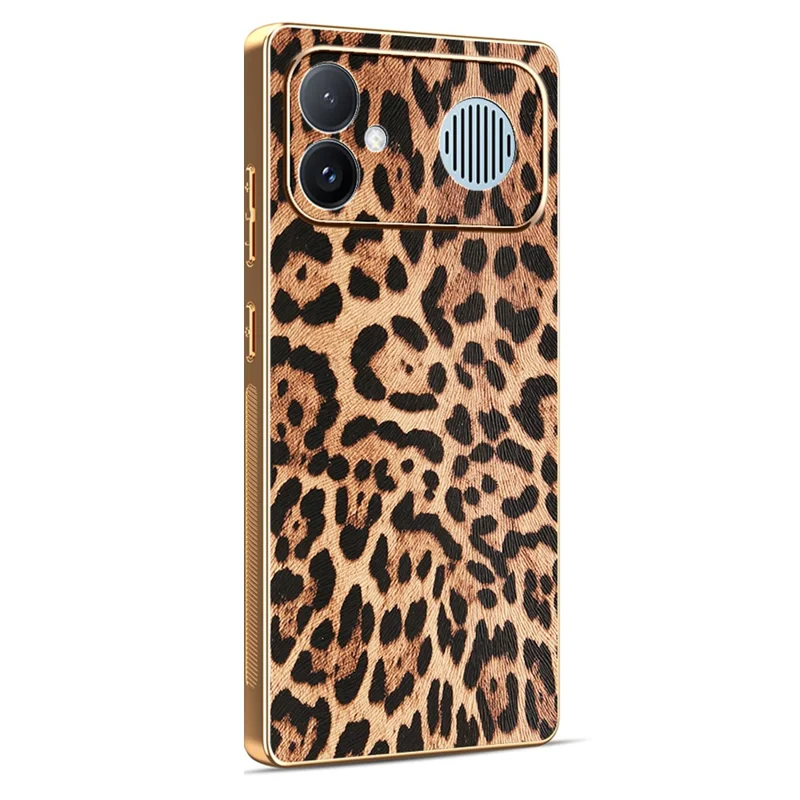 För Xiaomi Redmi K90 Max 5G Skal Leopardtryck PU-läder med PC + TPU Elektropläterat Telefonhölje