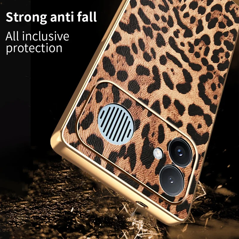 För Xiaomi Redmi K90 Max 5G Skal Leopardtryck PU-läder med PC + TPU Elektropläterat Telefonhölje