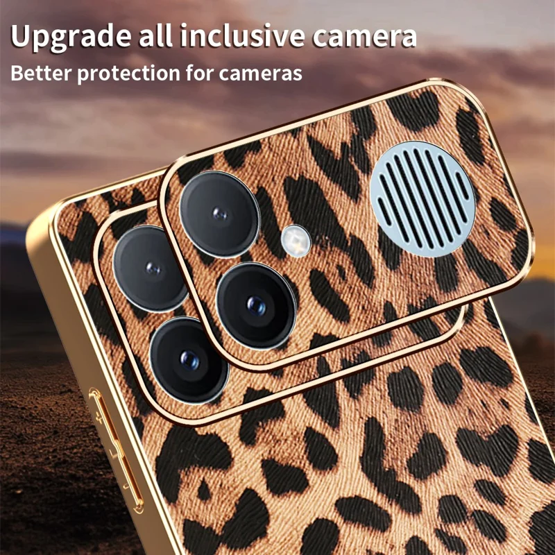 För Xiaomi Redmi K90 Max 5G Skal Leopardtryck PU-läder med PC + TPU Elektropläterat Telefonhölje