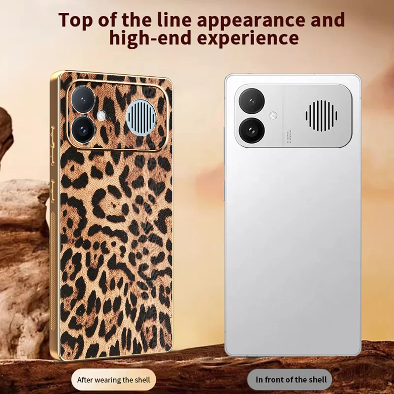 För Xiaomi Redmi K90 Max 5G Skal Leopardtryck PU-läder med PC + TPU Elektropläterat Telefonhölje