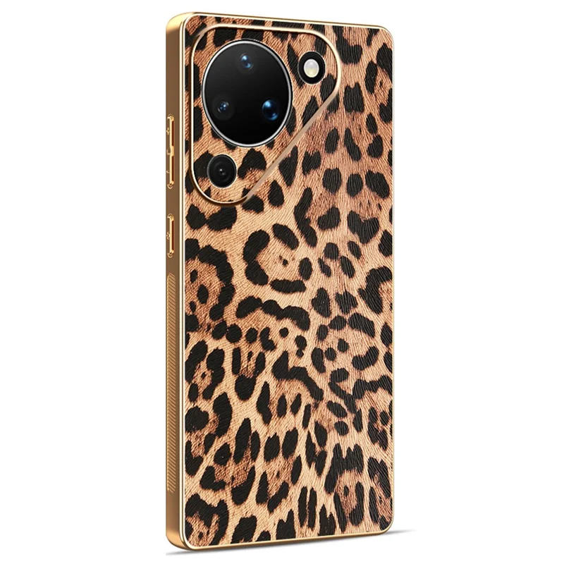 Fodral för Huawei Pura 90, leopardmönster, PU-läder med PC + TPU och elektroplätering