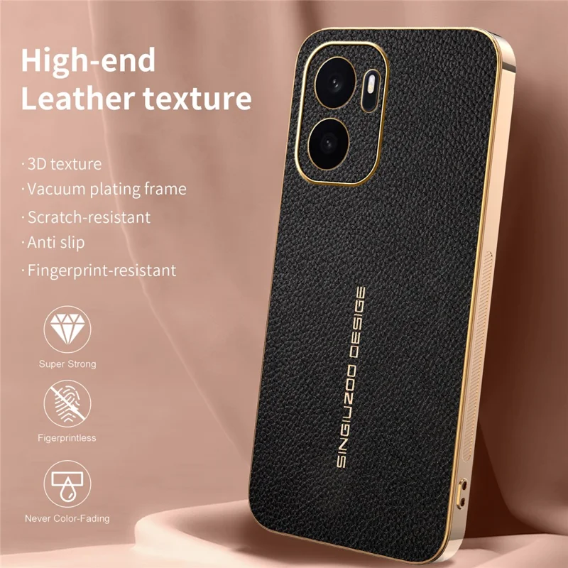 Hoesje voor OnePlus Ace 6 Ultra 5G Anti Kras Litchi Structuur PU Leer TPU Telefoon Achterklep - Zwart