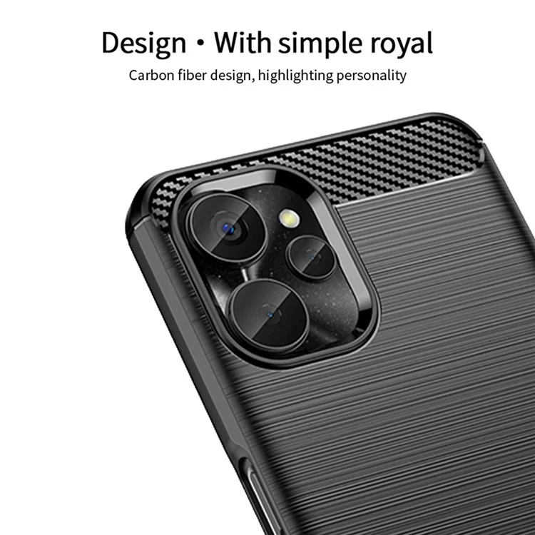 Mofi JK TPU Serie-1 Für Realme 9i 5G / Realme 10 5G TPU -hülle, Carbon Faser Gebürstete Telefon Zurück - Schwarz