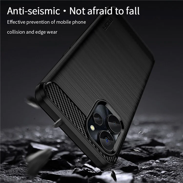 Mofi JK TPU Serie-1 Für Realme 9i 5G / Realme 10 5G TPU -hülle, Carbon Faser Gebürstete Telefon Zurück - Schwarz