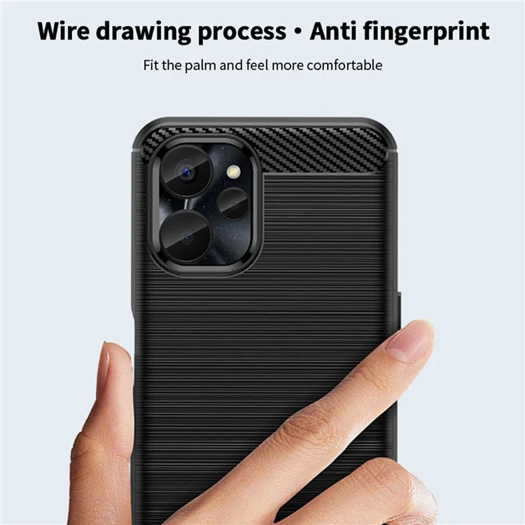 Mofi JK TPU Serie-1 Für Realme 9i 5G / Realme 10 5G TPU -hülle, Carbon Faser Gebürstete Telefon Zurück - Schwarz