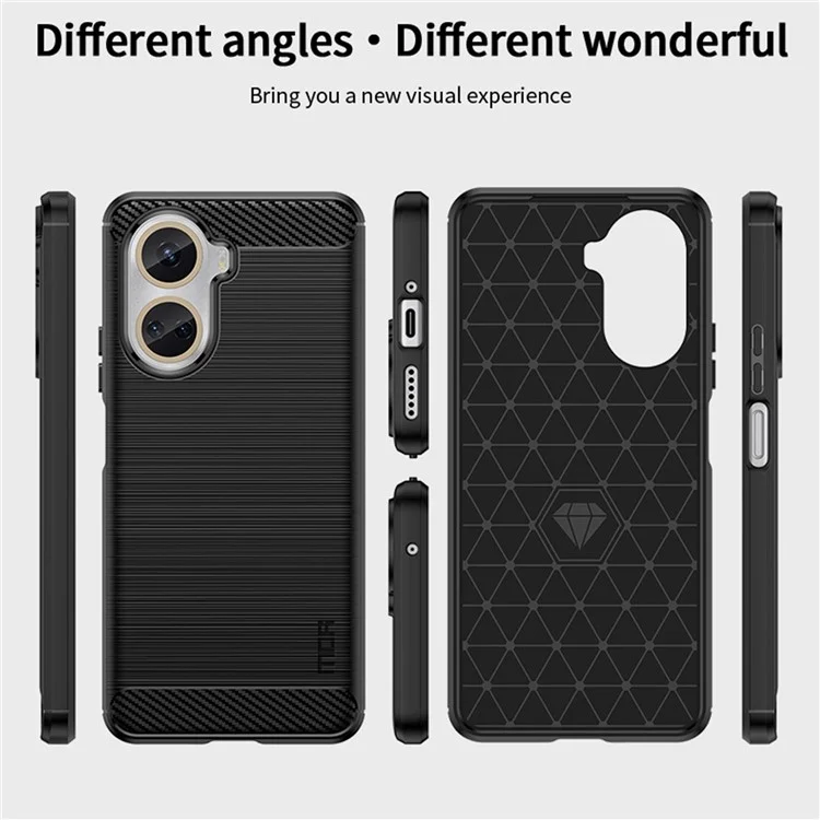 MOFI JK TPU-Serie-1 für Huawei nova 10 SE 4G TPU-Hülle, Kohlefaser-gebürstete Schutzhülle Handyhülle - Schwarz