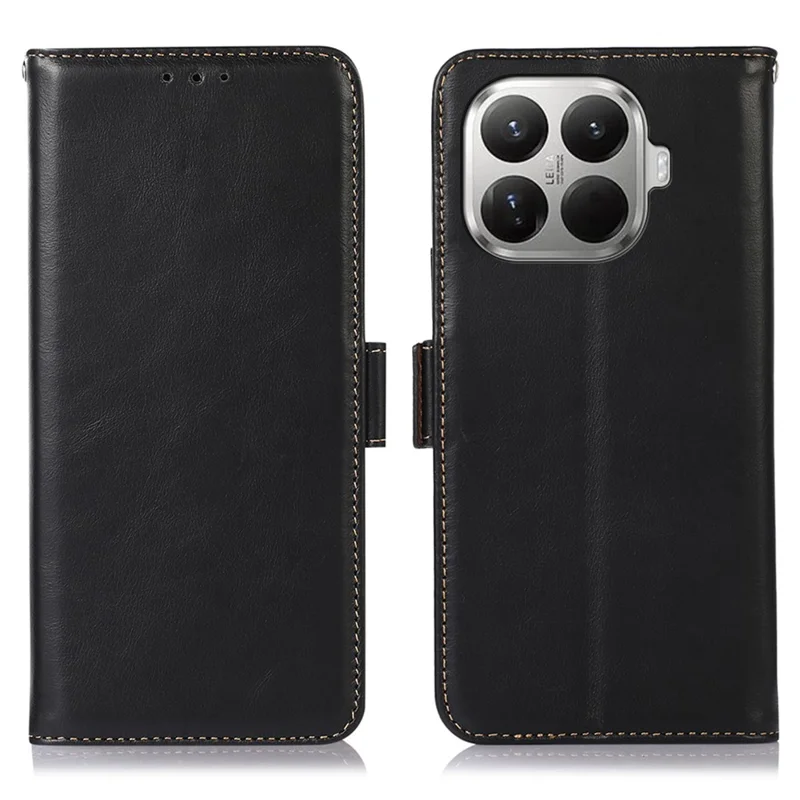 Funda para Xiaomi 17T con Bloqueo RFID, Cartera de Cuero Auténtico de Vaca - Negro