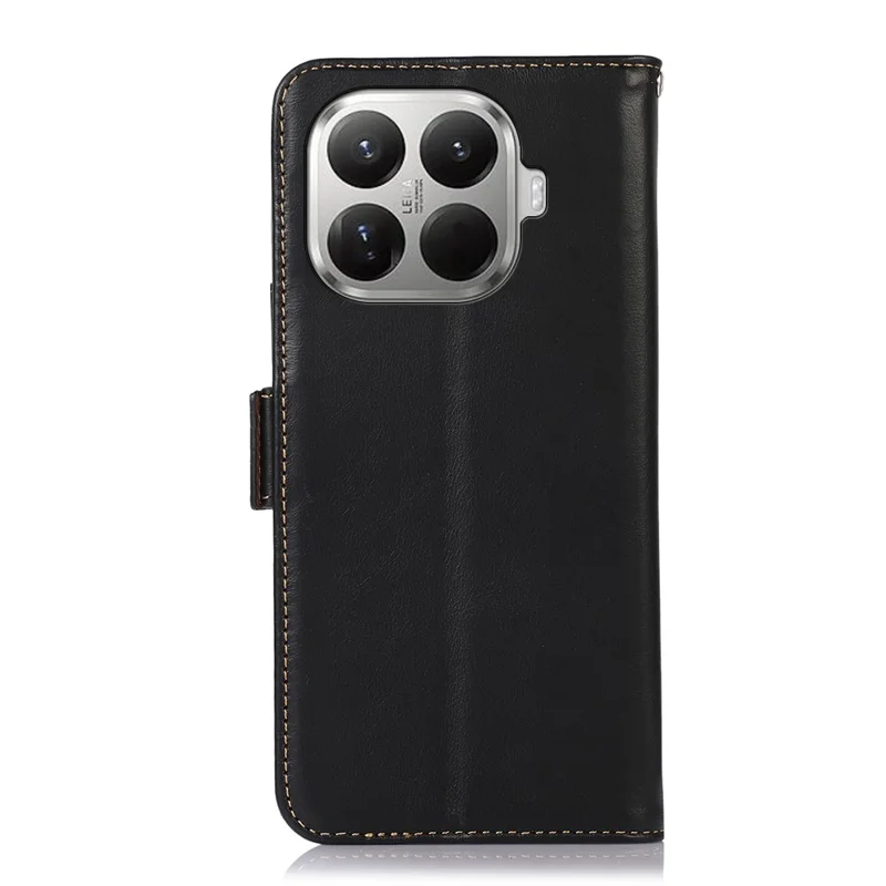 Etui na Xiaomi 17T Pro z prawdziwej skóry wołowej z blokowaniem RFID, portfel z etui na telefon - Czarny