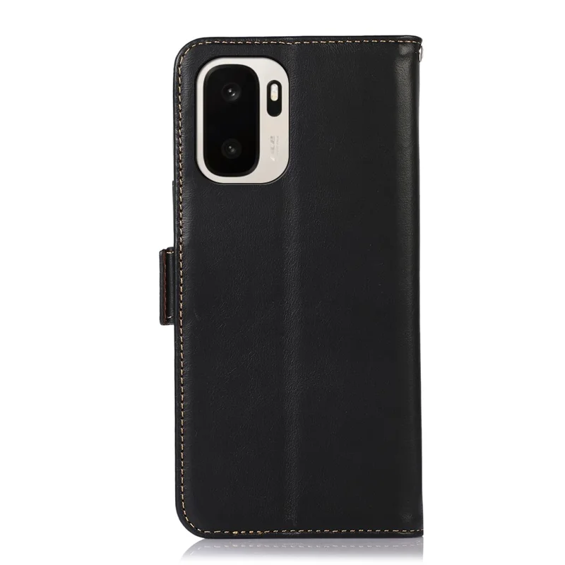 For OnePlus Ace 6 Ultra 5G Case RFID Blocking Genuine Cow Leather Wallet Phone Cover - Black