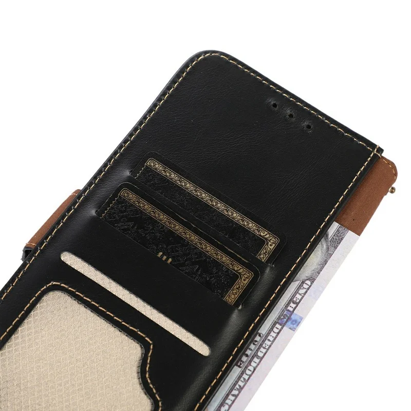 For Honor 600 Pro 5G Case RFID-blokerende ægte ku-læder wallet telefonbeskytning - Sort