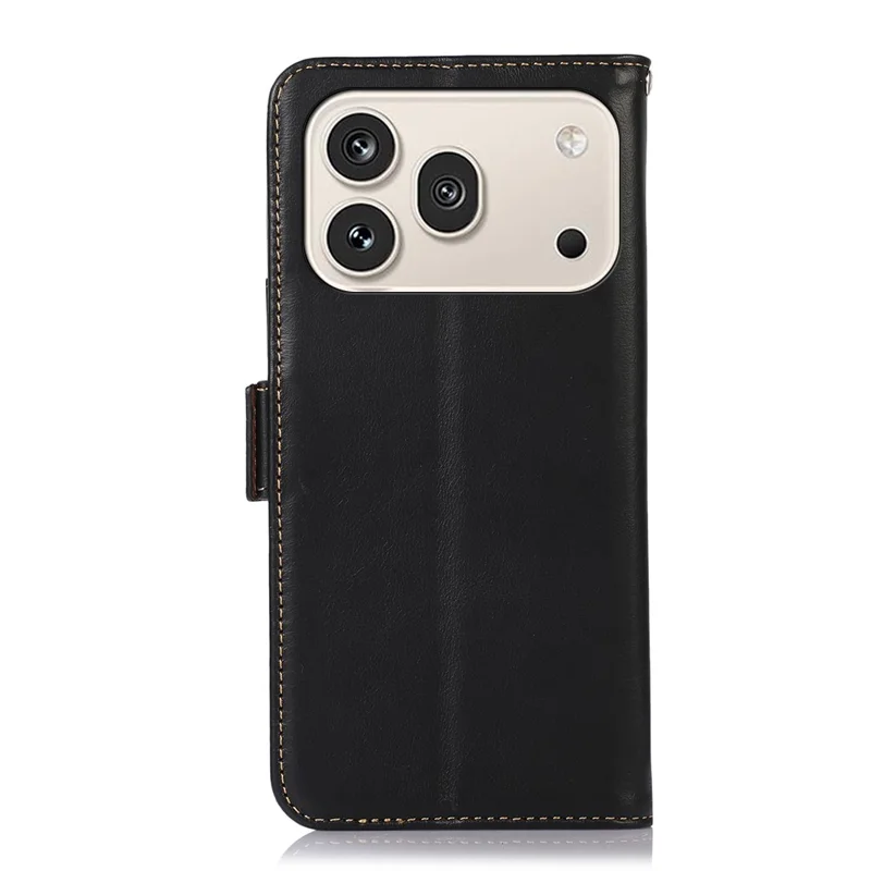 For Honor 600 Pro 5G Case RFID-blokerende ægte ku-læder wallet telefonbeskytning - Sort