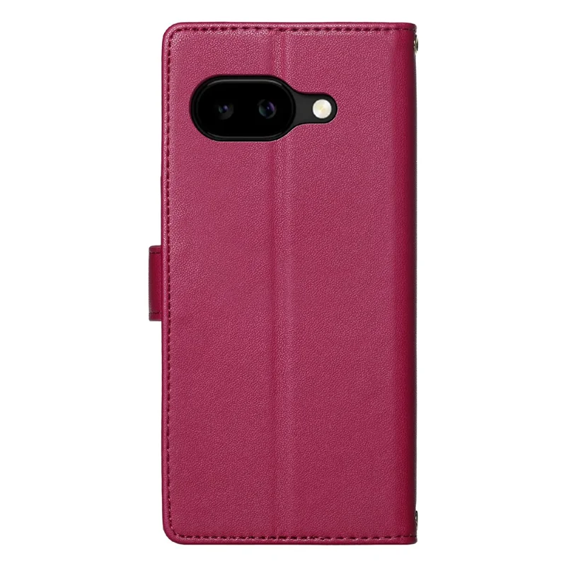 For Google Pixel 10a Case Adorable Cat Pattern PU Leather Wallet Phone Cover with Wrist Strap - Rose