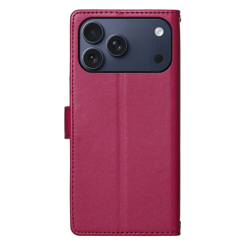 For iPhone 17 Pro Max Case Adorable Cat Pattern PU Leather Wallet Phone Cover with Wrist Strap - Rose