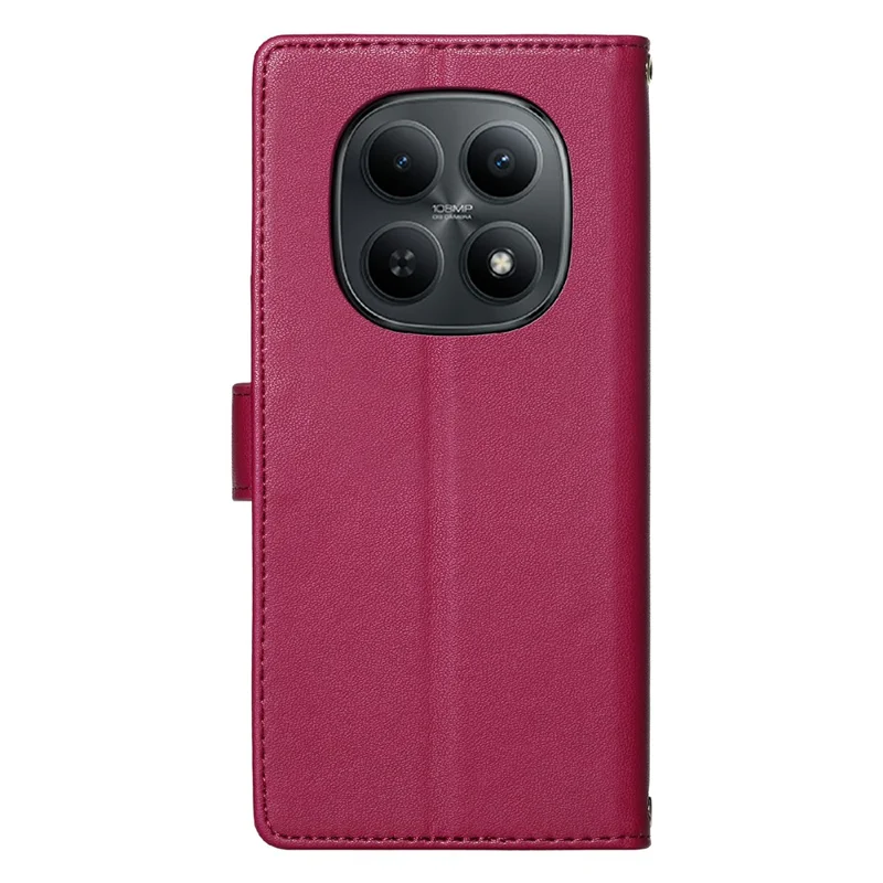 For Xiaomi Redmi Note 15 5G (Global) / Poco M8 5G Case Adorable Cat Pattern PU Leather Wallet Phone Cover with Wrist Strap - Rose