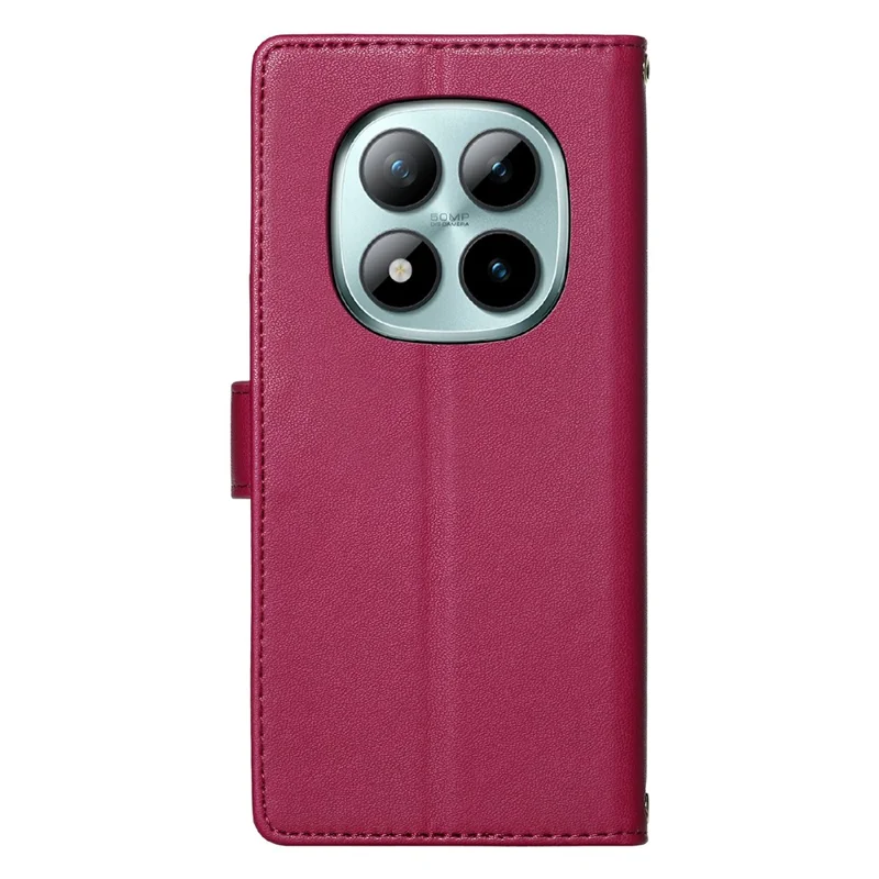 For Xiaomi Redmi Note 15 Pro+ 5G (Global) / Poco M8 Pro 5G Case Adorable Cat Pattern PU Leather Wallet Phone Cover with Wrist Strap - Rose