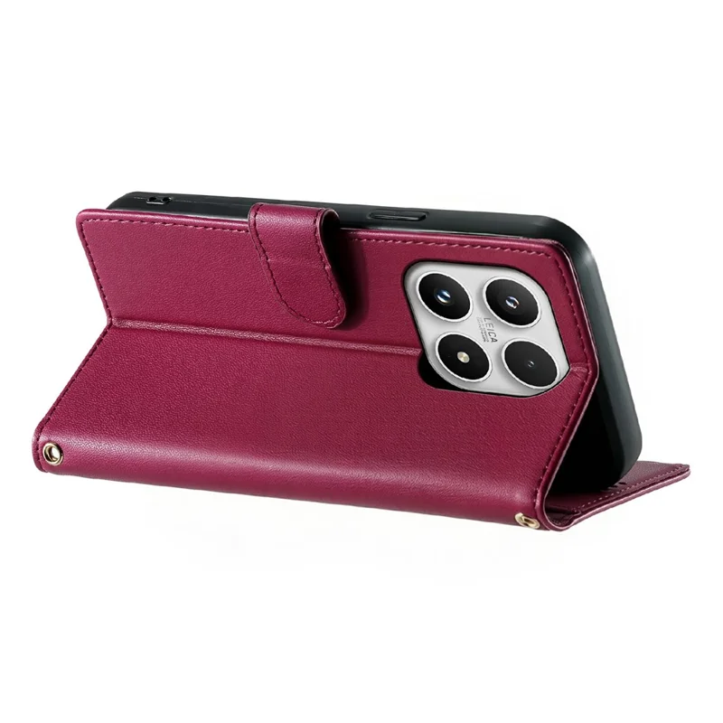 For Xiaomi 17 Case Adorable Cat Pattern PU Leather Wallet Phone Cover with Wrist Strap - Rose