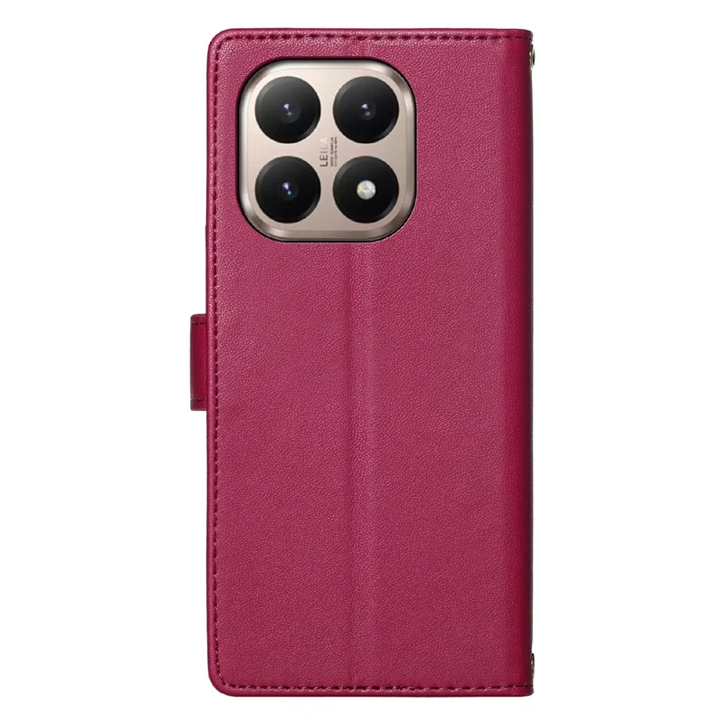 For Xiaomi 15T Case Adorable Cat Pattern PU Leather Wallet Phone Cover with Wrist Strap - Rose