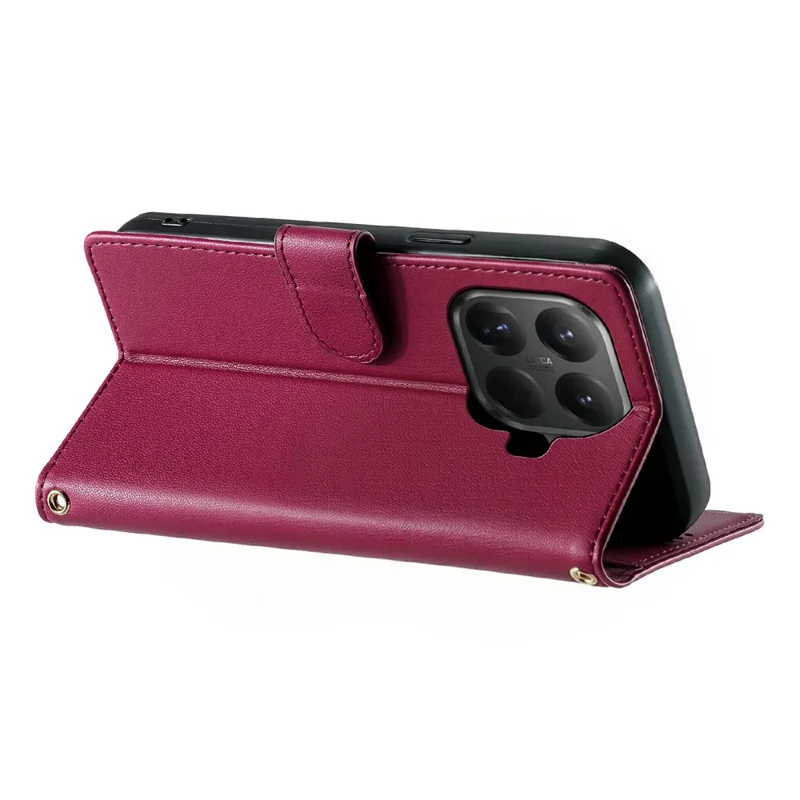 For Xiaomi 15T Pro Case Adorable Cat Pattern PU Leather Wallet Phone Cover with Wrist Strap - Rose