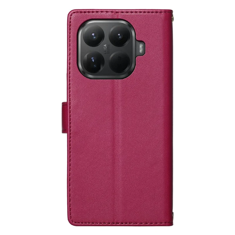 For Xiaomi 15T Pro Case Adorable Cat Pattern PU Leather Wallet Phone Cover with Wrist Strap - Rose