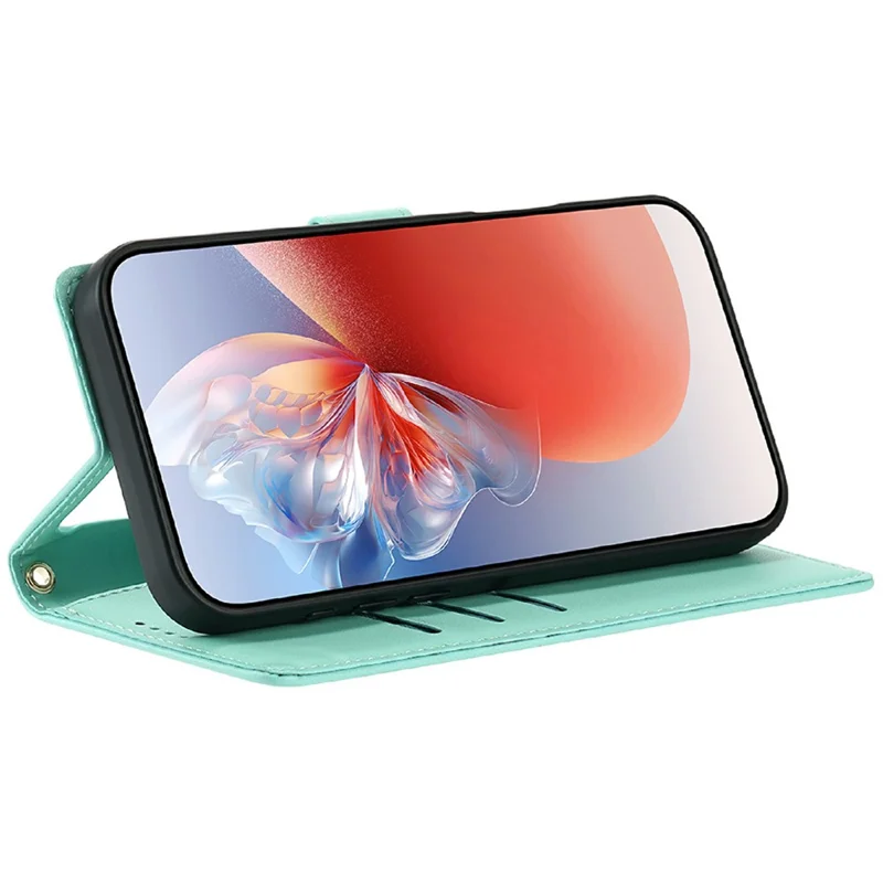 For Xiaomi 15T Pro Case Adorable Cat Pattern PU Leather Wallet Phone Cover with Wrist Strap - Green