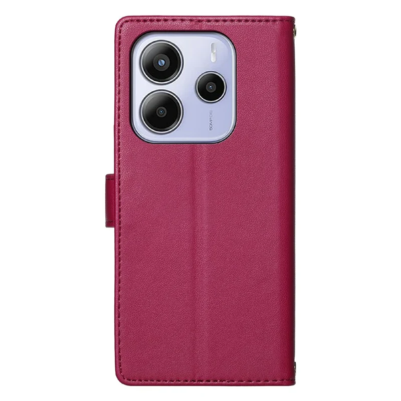 For Xiaomi Redmi Note 14 5G Case Adorable Cat Pattern PU Leather Wallet Phone Cover with Wrist Strap - Rose