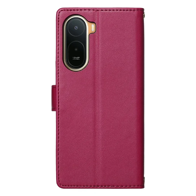 For Xiaomi Redmi A7 Pro 4G (171.56mm) / Poco C85x 5G Case Adorable Cat Pattern PU Leather Wallet Phone Cover with Wrist Strap - Rose