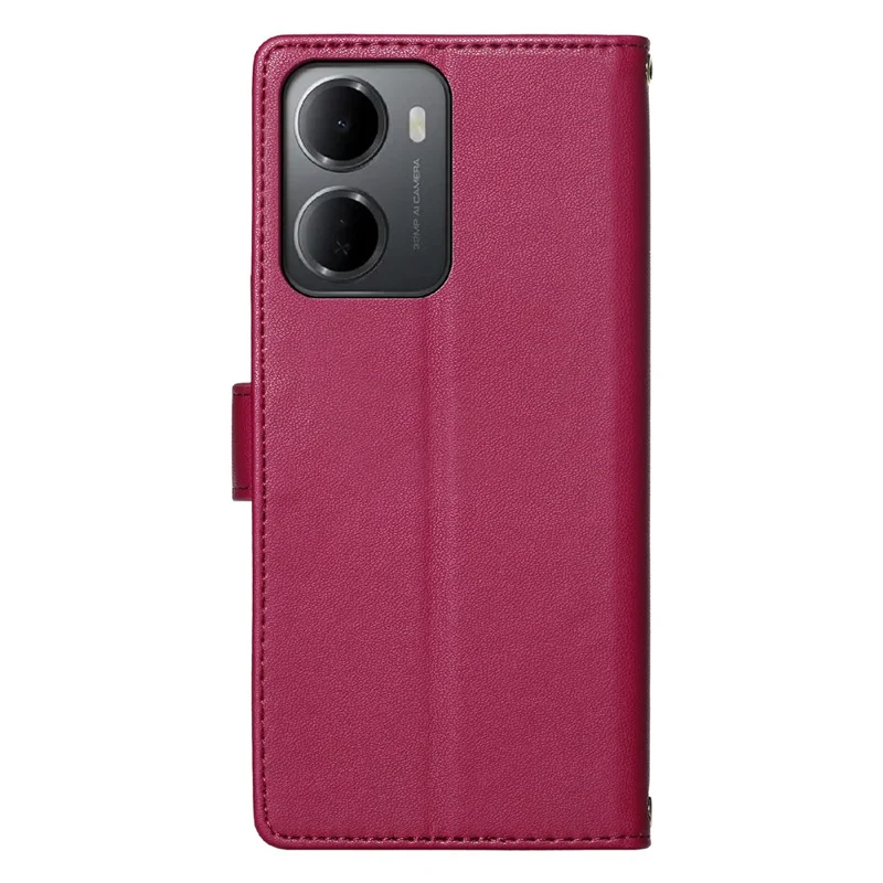 For Xiaomi Redmi 15a 5G Case Adorable Cat Pattern PU Leather Wallet Phone Cover with Wrist Strap - Rose