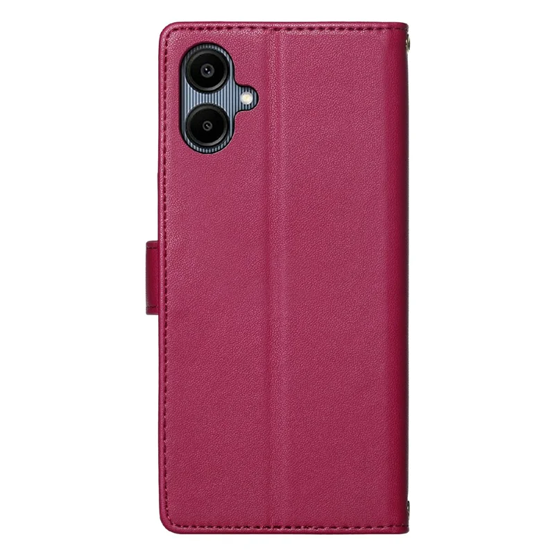 For Samsung Galaxy A06 4G Case Adorable Cat Pattern PU Leather Wallet Phone Cover with Wrist Strap - Rose