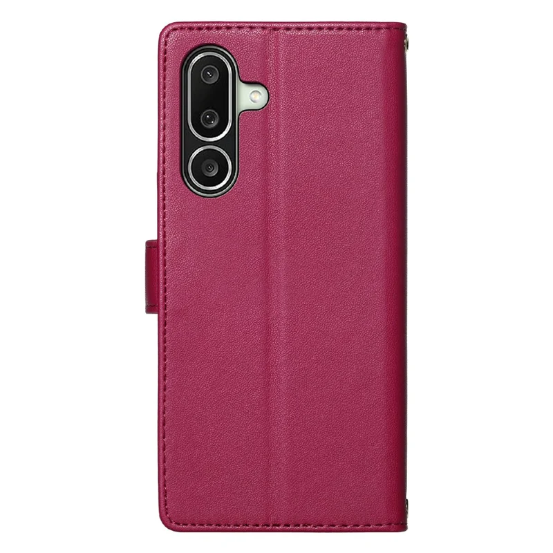 For Samsung Galaxy A27 Case Adorable Cat Pattern PU Leather Wallet Phone Cover with Wrist Strap - Rose