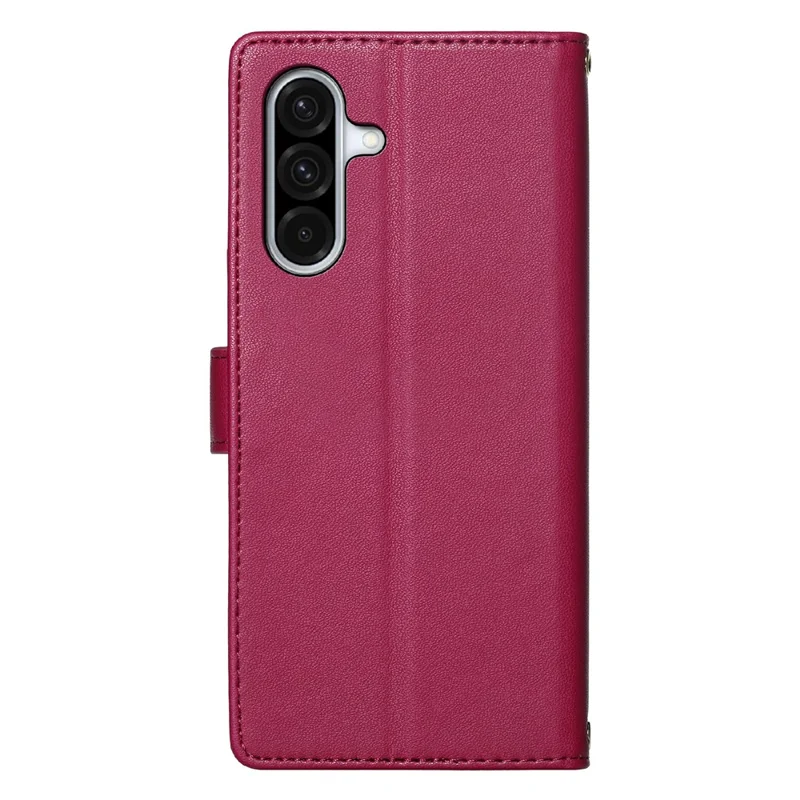 For Samsung Galaxy A37 5G Case Adorable Cat Pattern PU Leather Wallet Phone Cover with Wrist Strap - Rose