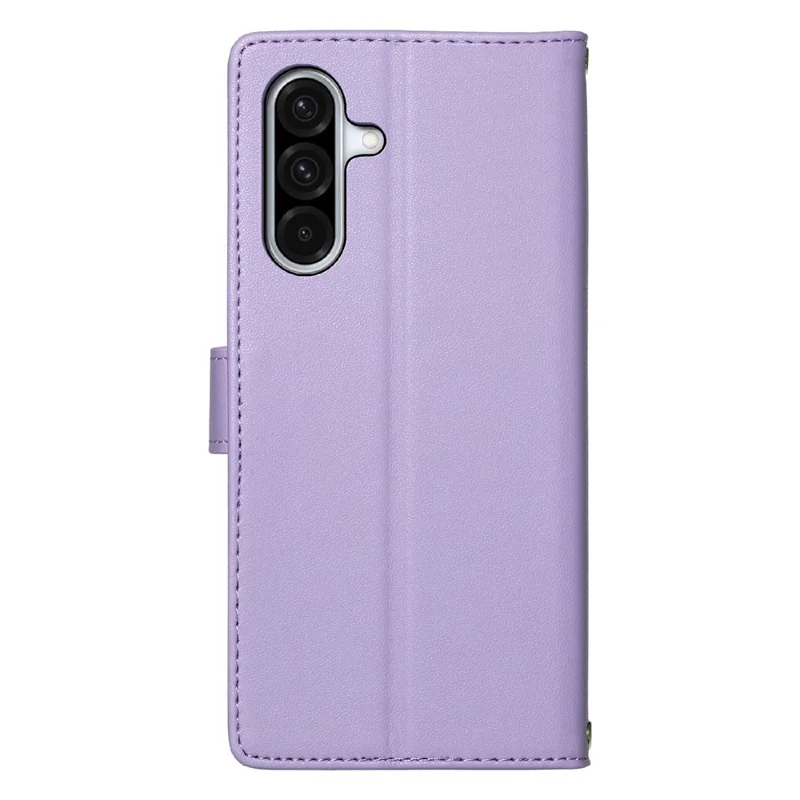 For Samsung Galaxy A37 5G Case Adorable Cat Pattern PU Leather Wallet Phone Cover with Wrist Strap - Purple