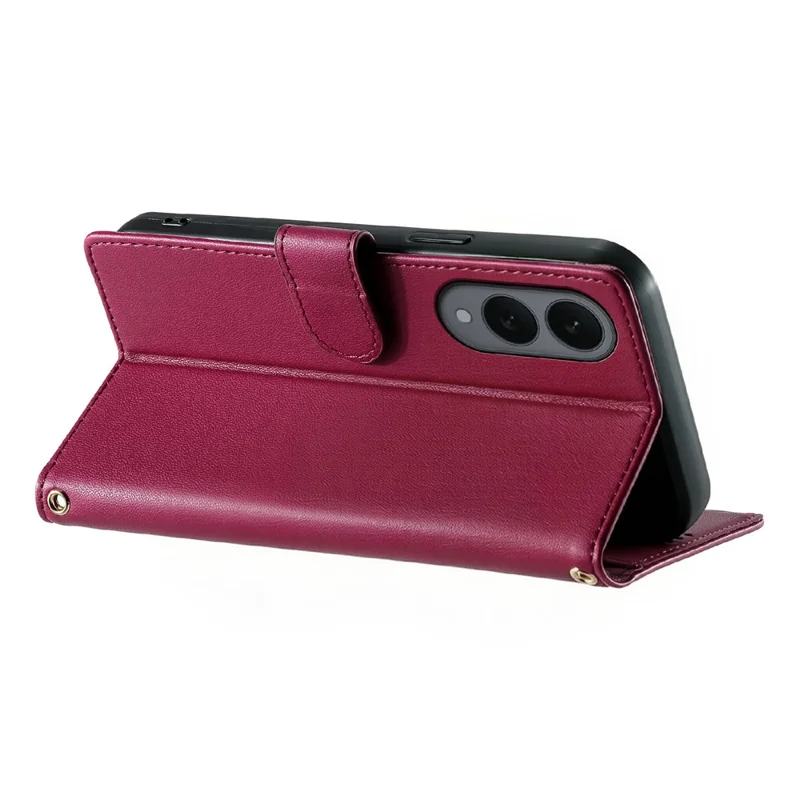 For Samsung Galaxy S25 Edge Case Adorable Cat Pattern PU Leather Wallet Phone Cover with Wrist Strap - Rose