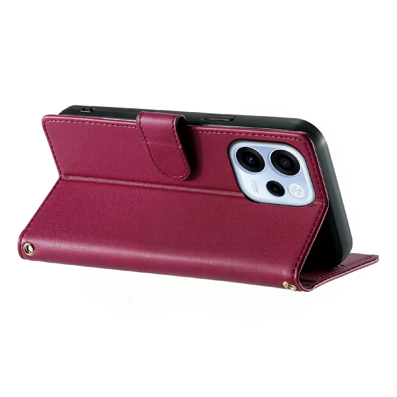 For Oppo Reno15 F 5G Case Adorable Cat Pattern PU Leather Wallet Phone Cover with Wrist Strap - Rose