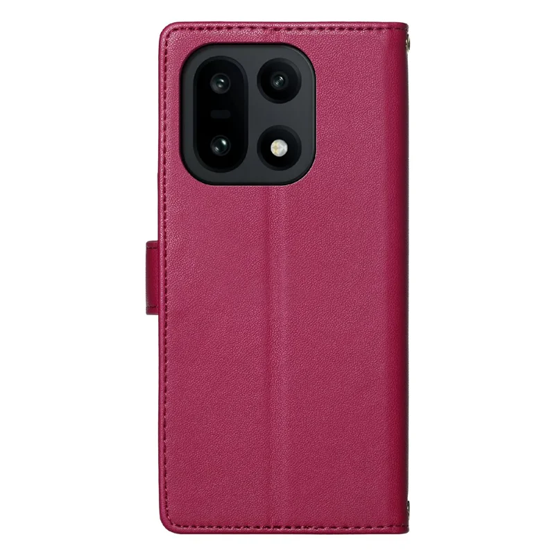 For OnePlus 15 5G Case Adorable Cat Pattern PU Leather Wallet Phone Cover with Wrist Strap - Rose