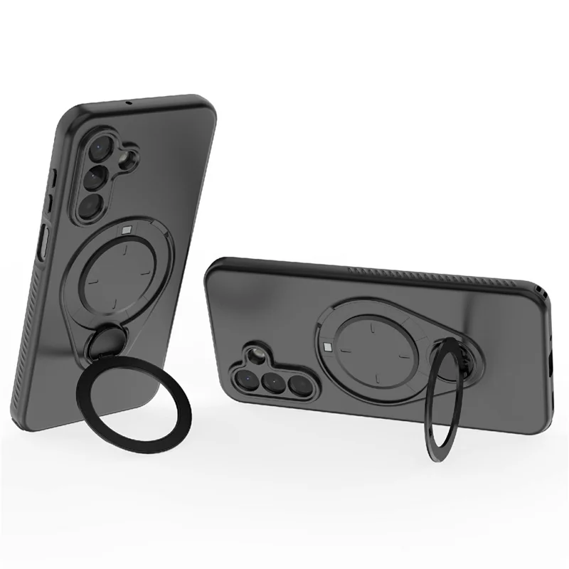Capa Magnética para Samsung Galaxy A17 4G / A17 5G com Suporte Giratório TPU PC Capa para Telemóvel - Preto