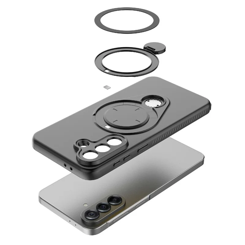 Capa Magnética para Samsung Galaxy A17 4G / A17 5G com Suporte Giratório TPU PC Capa para Telemóvel - Preto