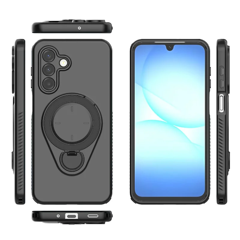 Capa Magnética para Samsung Galaxy A17 4G / A17 5G com Suporte Giratório TPU PC Capa para Telemóvel - Preto