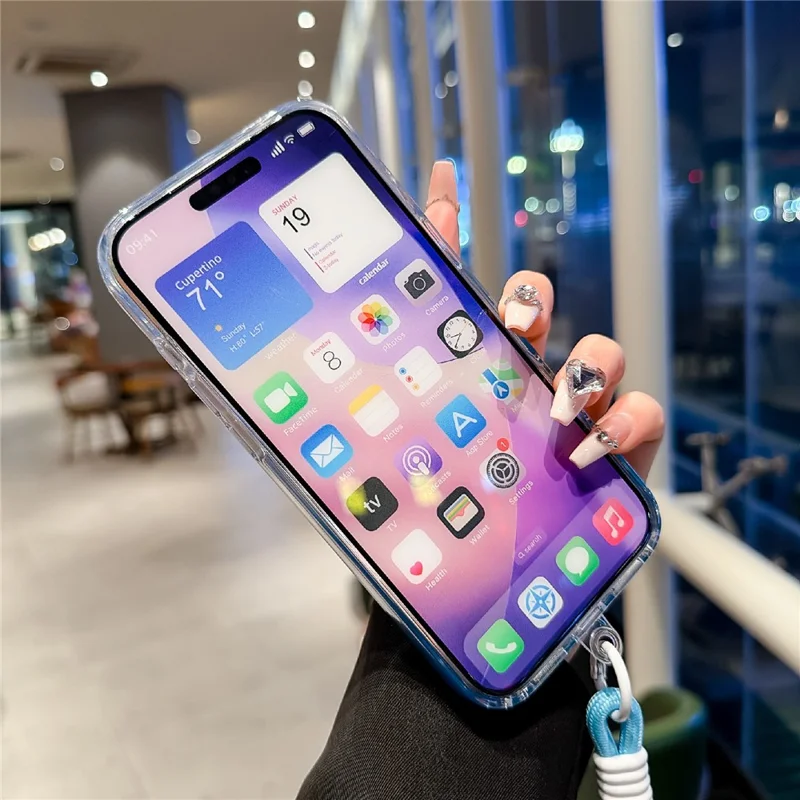 För iPhone 17 Pro Magnetisk Skal Stjärnklar Glitter PC + TPU Chocksäker Telefonhölje med Handloksband - Grön