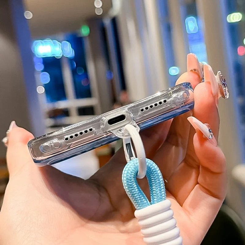 För iPhone 17 Pro Magnetisk Skal Stjärnklar Glitter PC + TPU Chocksäker Telefonhölje med Handloksband - Grön