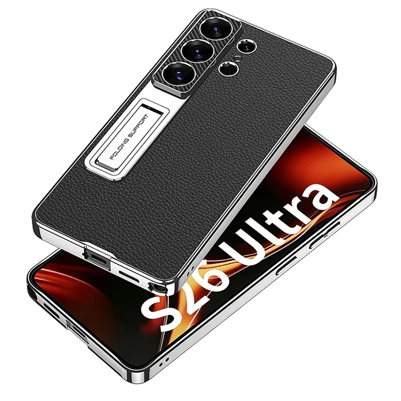 GKK For Samsung Galaxy S26 Ultra Case with Kickstand Electroplating PU Leather PC TPU Back Cover - Green