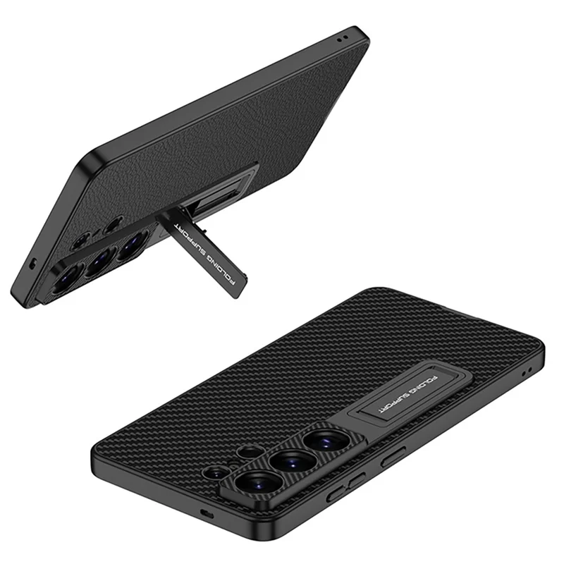 GKK For Samsung Galaxy S26 Ultra Case PU Leather PC TPU Kickstand Phone Back Cover - Titanium Grey